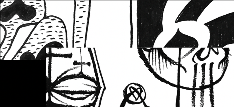 Black graphics on white background gift card.