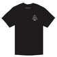 Black t-shirt with white left chest print of a graffiti style cat. 