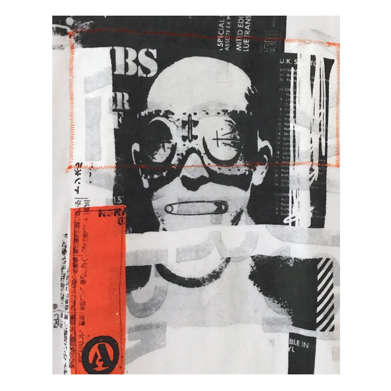 Zoomed in image of hand stitched patches.