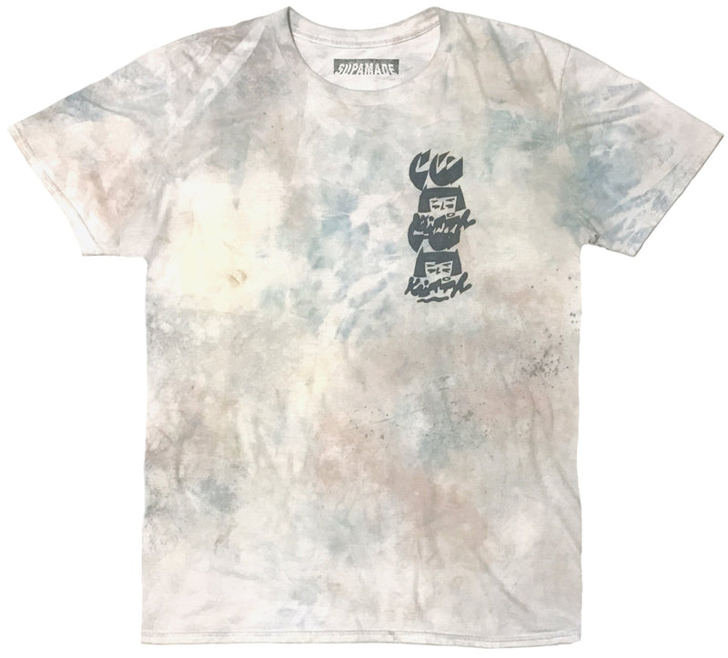 Black left chest print on a crew neck t-shirt.